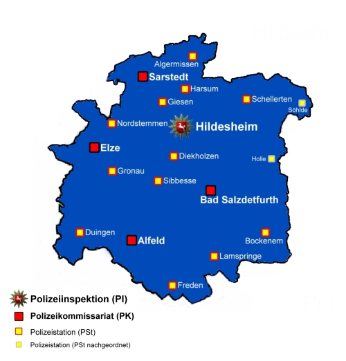 Karte der Polizeiinspektion Hildesheim