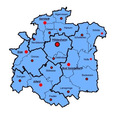 ZUständigkeitsbereich der PI Hildesheim